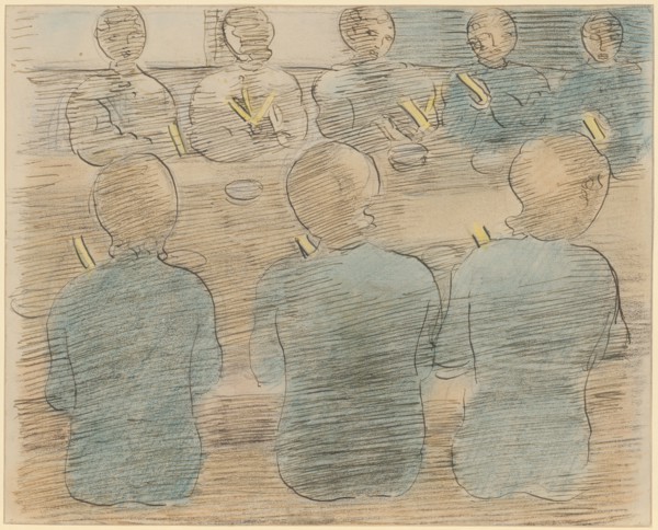 Study on preparation, pen and crayon, sheet: 22.3 x 27.7 cm, Not specified, Otto Meyer-Amden, Bern