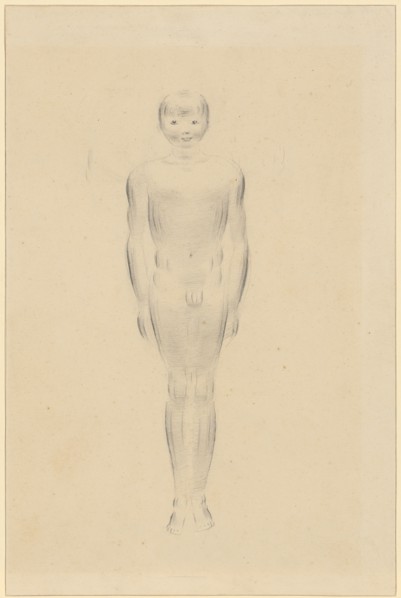 Knabenakt with closed legs and stretched arms, pencil, sheet: 27.4 x 18.1 cm, unsigned, Otto