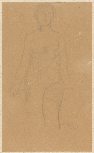 Elbow of a standing girl, pencil on light gray paper, sheet: 29.4 x 17.7 cm, U. r., monogrammed in