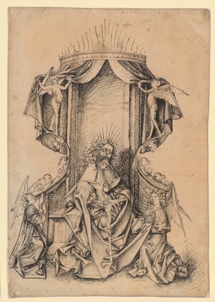 Mercy seat, c. 1470, feather in black, over lead handle relief, on reddish-tinted paper, sheet: 29