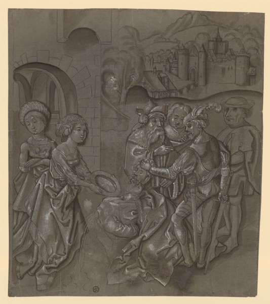 The decapitation of the John the Baptist, c. 1500, pen in black, brown washed, heightened in white,