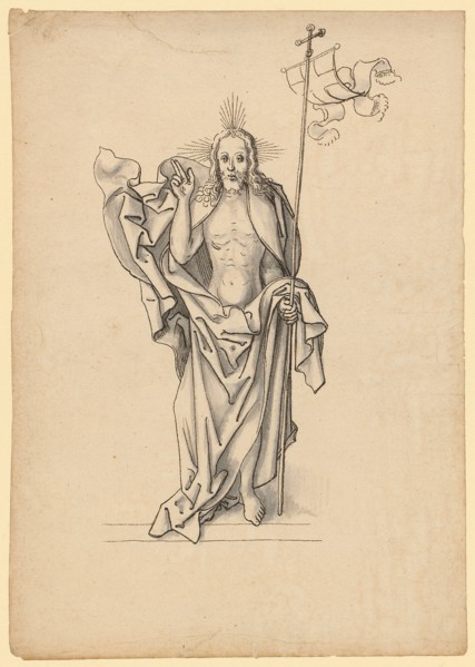 Risen Christ, Feather in Dark Brown, Washed in Gray, Journal: 22.1 x 15.6 cm, Unsigned, Jörg