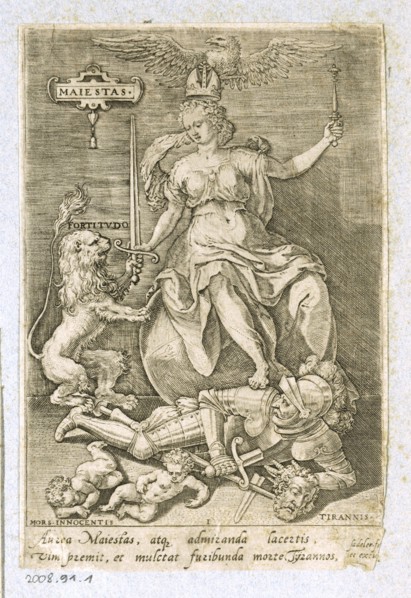 Personification of Majesty (Maiestas), 1579, copperplate engraving on paper, foliate: ca. 14 x 9