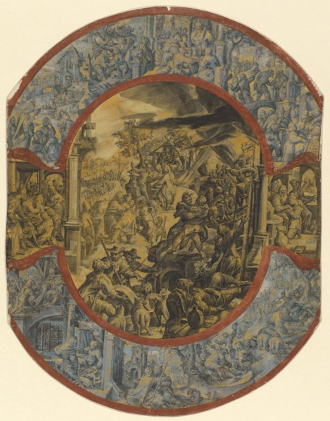 The History of Jacob and the Egyptian Joseph, c. 1590/95, feather (black), middle and side pieces