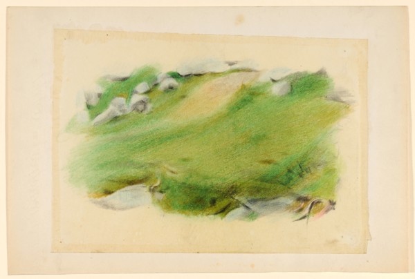 Landscape study Amden, colored pencil on translucent paper, laid down on backing paper, Sheets: 17