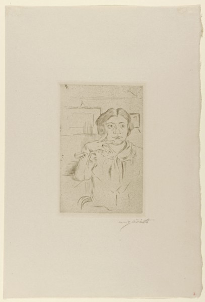 The wife of the artist, 1909, drypoint with vernis mou (?), Only condition, folia: 38.4 x 26.2 cm