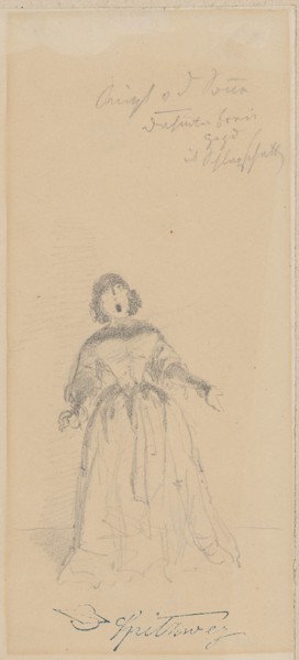 Singer, (c. 1850-1860), pencil, sheet: 17.3 x 8 cm, O. r., inscribed in pencil: s ingt v d sone [n