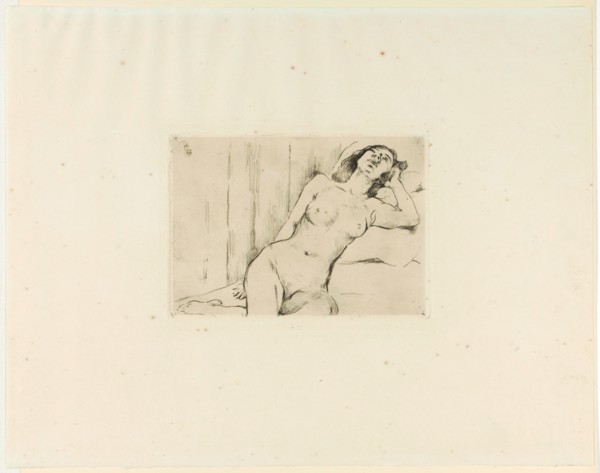 Resting three-quarter act, 1911, etching (Vernis mou), Only one condition, Pad pressure [?], Plate:
