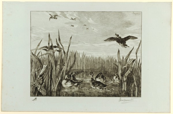 Sarcelles, 1853 (print 1900/1914), etching on bluish paper, 5th condition (of five), Edition 100 Ex