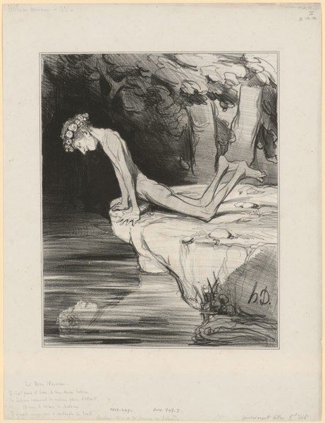 Le beau Narcisse, 1842, chalk lithograph, 1st condition (from 4), sheet: 35.7 x 27.3 cm |, Image: