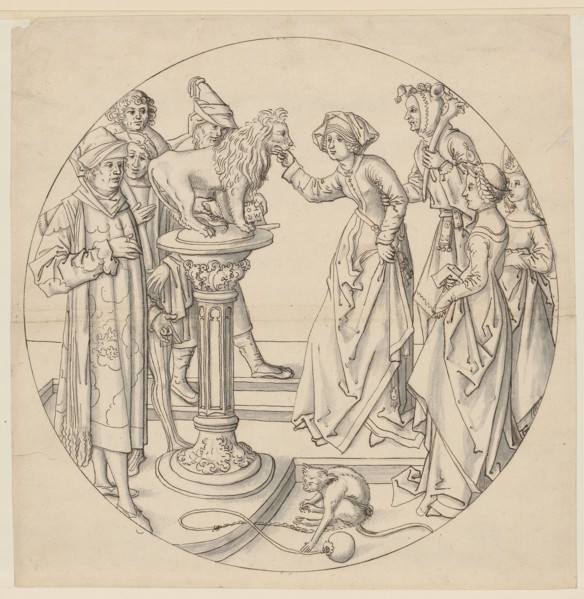 The Mouth of Truth, beginning of the 16th century, feather in brown, gray washed, page: 30 x 29.7