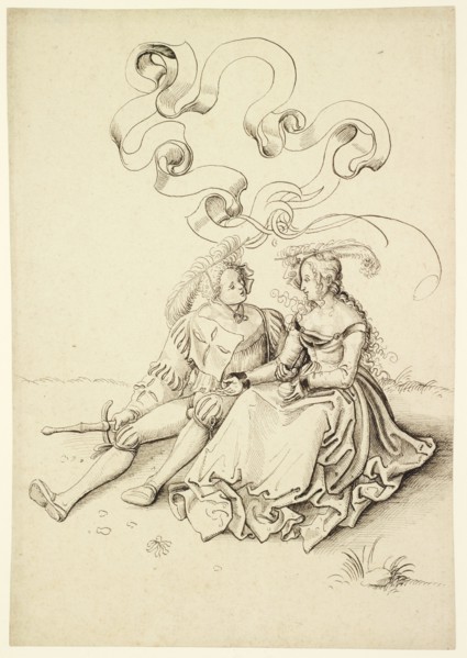 Seated Loving Couple, 1500/05, feather in brown-black, leaf: 30 x 21.1 cm, unsigned, Niklaus Manuel