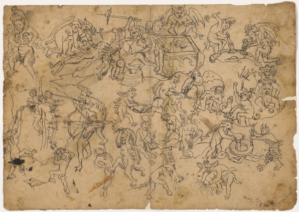 Hell scenes, last quarter of the 15th century, feather in black, page: 21.6 x 30.8 cm, unmarked,