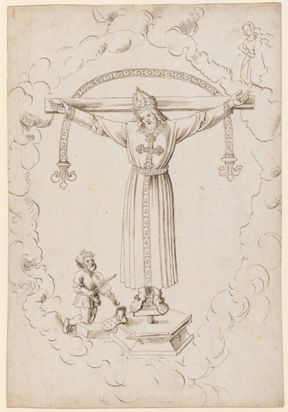 The miraculous image of the Volto Santo in Lucca, c. 1510, feather in black-brown, page: 30.9 x 21