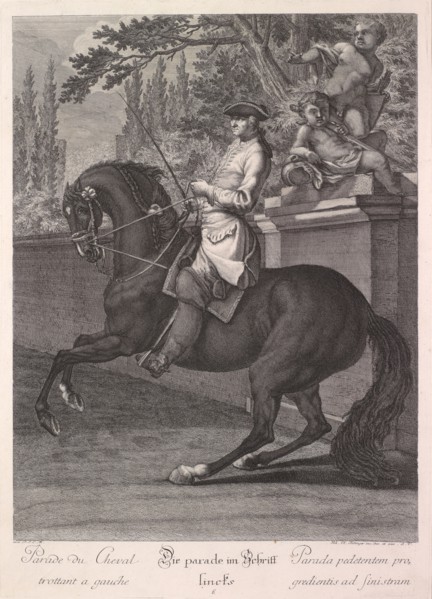 The parade in the step left, 1734, etching, sheet: 59.7 x 44 cm |, Plate: 54.5 x 39.3 cm, U.l.,