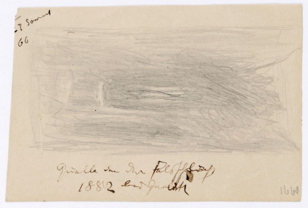 Remembrance sketch after the painting by Arnold Böcklin Quell in a canyon, 1866, pencil, sheet: 10