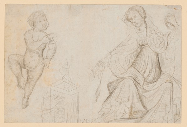 Child Jesus and Seated Mary with a spindle, 1st quarter of the 15th c., Silver pencil, on paper