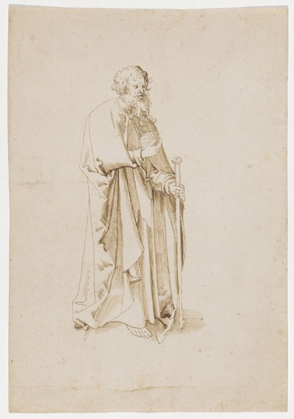 The apostle James the Elder, with pilgrim's staff and shell, 1st half of the 16th century, feather