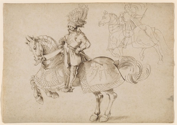 Two Horsemen, left, 1st half of the 16th century, feather in brown, leaf: 21.7 x 30.9 cm, unsigned,