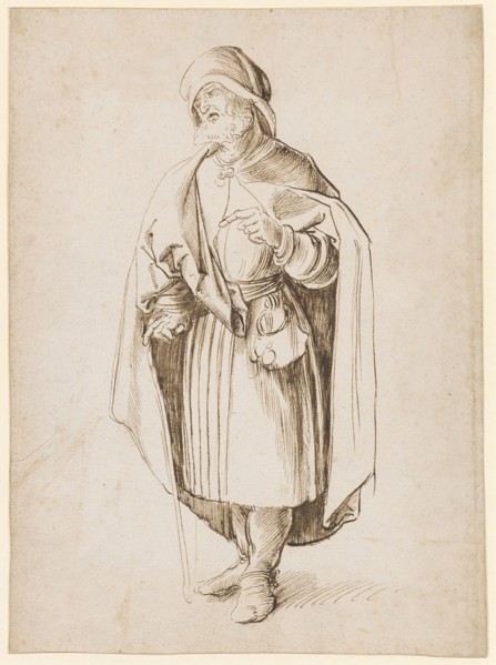 Bearded Man with Hat, 1st Half of the 16th Century, Feather in Brown, Sheet: 29.6 x 22 cm, Not