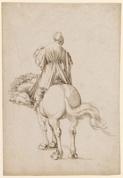 Rider in Rear View, 1st Half of the 16th Century, Feather in Brown, Sheet: 31.2 x 21.3 cm, Not