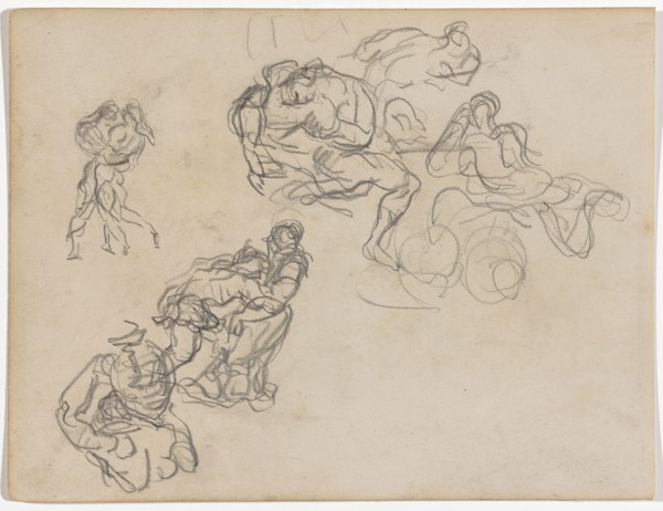 Study to the picture The orgy, 1864/68, pencil, verso: Chalk in black, Leaf: 17.9 x 23.4 cm, Not