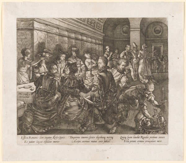 The Feast of Sextus Tarquinius, 1578/79, copperplate, plate: 21 x 25 cm |, Leaf: 26.2 x 29.9 cm, l