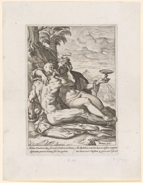 Honor and Opulentia (Honor and Wealth), 1582, copperplate, plate: 20.1 x 14.2 cm |, Leaf: 27.3 x 21