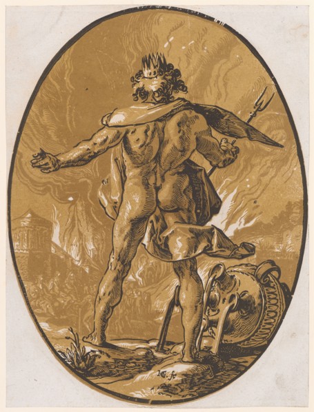 Pluto, 1588/90 (probably print 1617/20), chiaroscuro woodcut of three plates (ocher, light brown