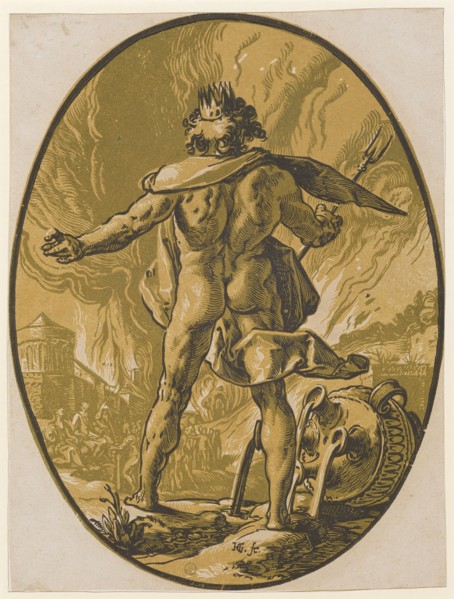 Pluto, 1588/90 (probably print 1617/20), chiaroscuro woodcut of three plates (two clay plates in