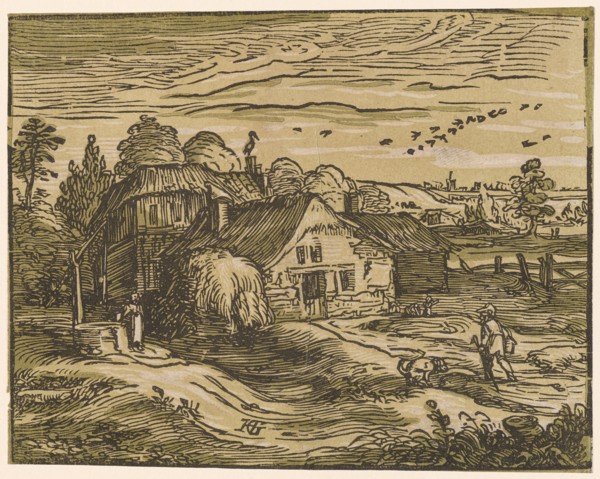 Landscape with peasant homestead, c. 1597/1600 (print probably 1617/20), chiaroscuro woodcut of