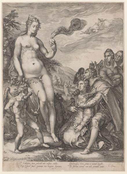 Cult of Venus, 1596, copperplate, plate: 44.6 x 32.2 cm |, Leaf: 45 x 32.5 cm, U. l., designated: