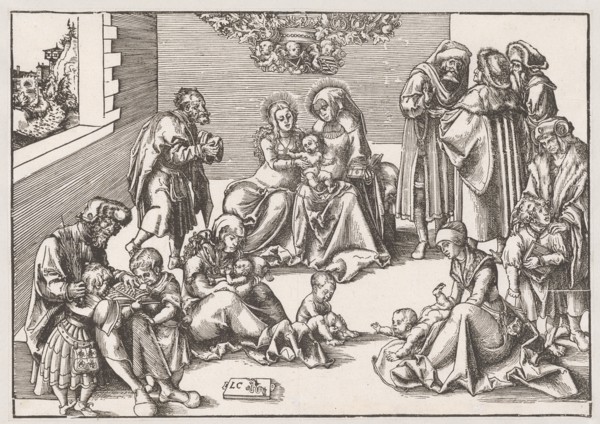 Holy Family, c. 1509/10, woodcut, sheet: 23.3 x 33.4 cm, U. M. inscribed: LC, next to winged snake,