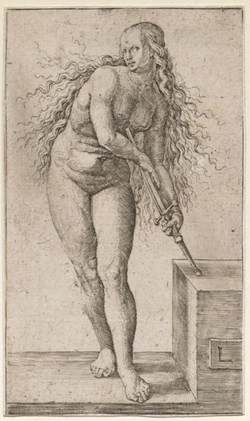 Lucretia, copperplate, leaf: 11.7 x 6.9 cm, U. r., designated: L, Lucas van Leyden, Leiden 1494 (?)