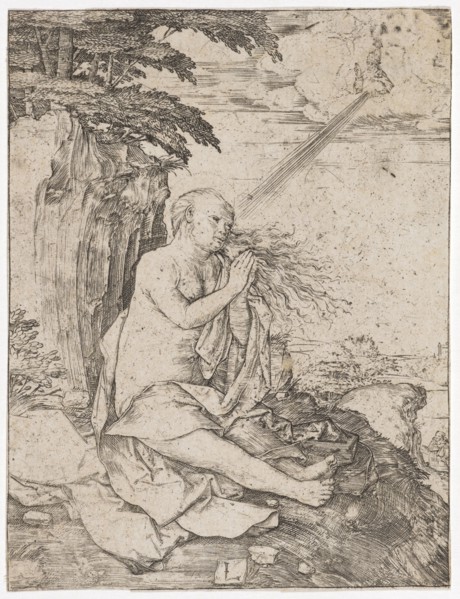 The Pious Maria Magdalena, copperplate, sheet: 11.4 x 8.7 cm, signed monogram: L, Lucas van Leyden,