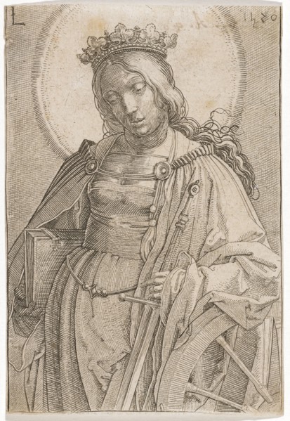 The hl., Catherine of Alexandria, 1520, etching and copperplate engraving, sheet: 11.1 x 7.7 cm, O.