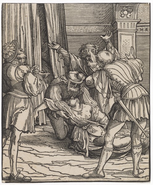 Suicide of the Lucretia, around 1515, woodcut, second condition, sheet: 16.8 x 14 cm, O. r.,
