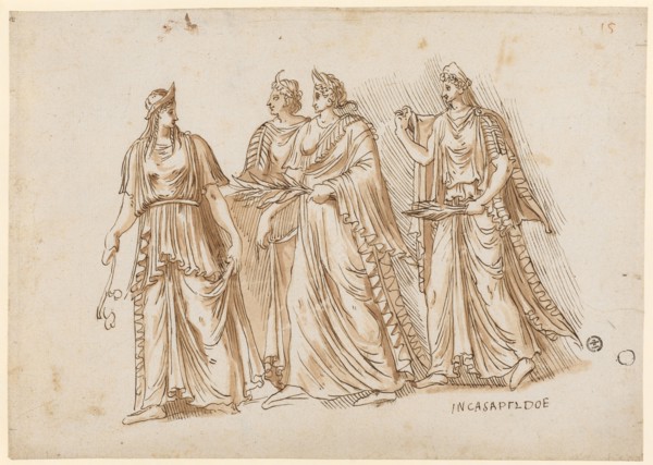 Part of the so-called Borghesian Twelve-God-Reliefs (today Louvre, Paris), 1541/47, feather in