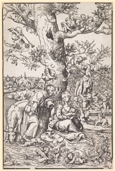 Holy Family fleeing to Egypt, 1509, woodcut, 2nd condition, sheet: 29 x 19.3 cm, U. r., monogrammed