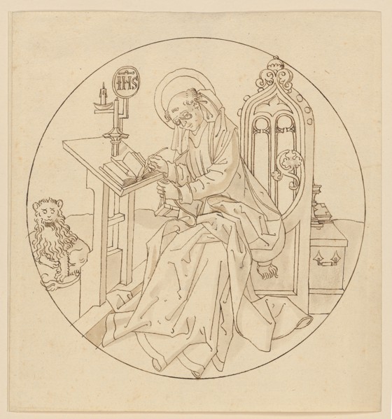 The Evangelist Mark, early 16th century, feather in brown, light gray-brown washed, page: 20 x 18.7