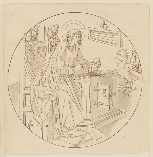 The Evangelist Johannes, beginning of the 16th century, feather in brown, light gray-brown washed,