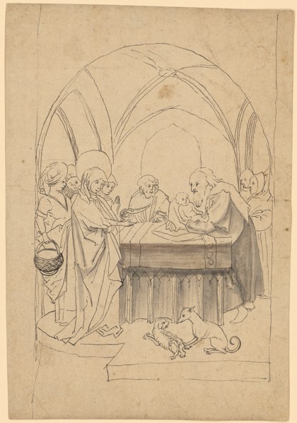 The Depiction of Christ in the Temple, 2nd half of the 15th c., Feather in black, some in gray,