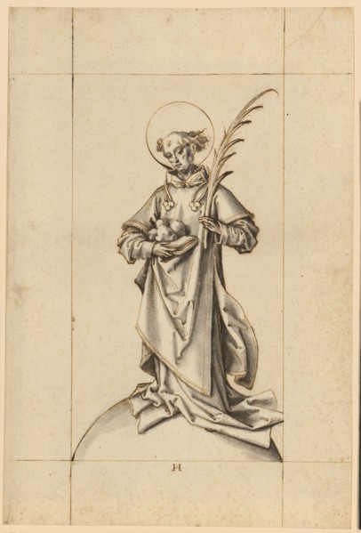 The hl., Stephanus, c. 1500, quill in brown, over traces of charcoal, gray-washed, sheet: 31.8 x 20