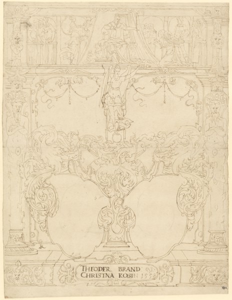 Disc tear with two blank escutcheons (Theodor Brand, Christina Kosin), in the upper picture Esther