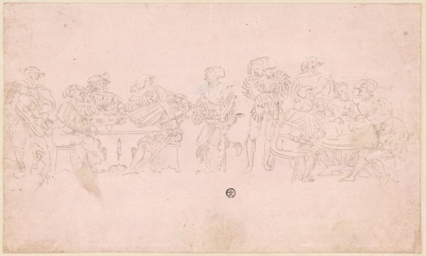 Coiling and Musician Confederate Warriors, 1st half of the 16th century, metal pencil, on light