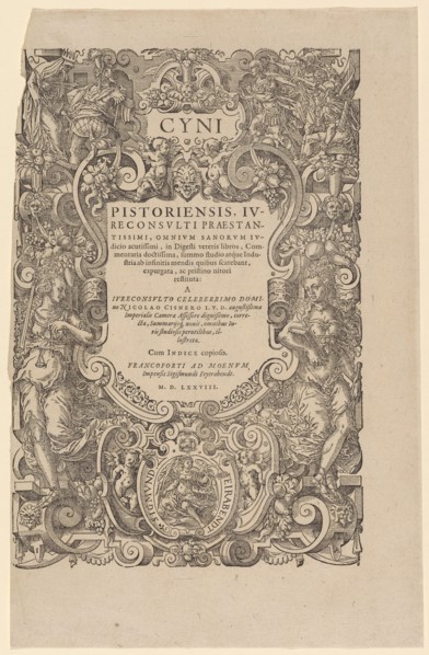 Title border, woodcut, foliate: 30.5 x 20.5 cm, U. l., monogrammed: J, u, ., r., monogrammed: A,
