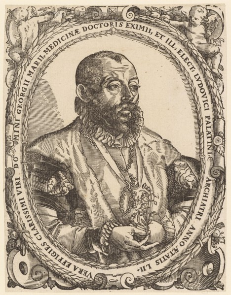 Portrait of Georg Marius (Meier), 1588, woodcut, sheet: 18.5 x 14.3 cm, clockwise marked U.: VERA