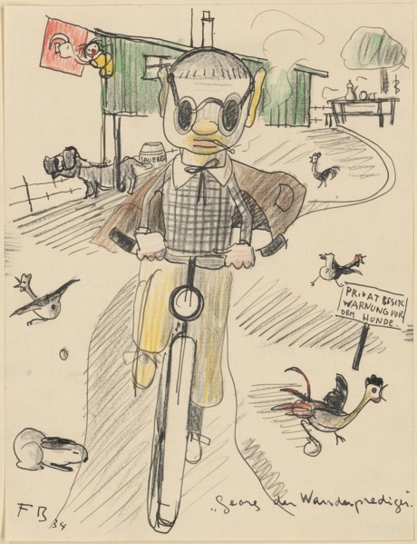 Georg the Wanderprediger, 1934, pencil, colored pencil and quill, sheet: 27.1 x 20.8 cm, U. l.,