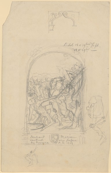 Disc tear for a glass painting, executed by Helmle in Freiburg i., Br. For Mr. E. Merian, pencil,