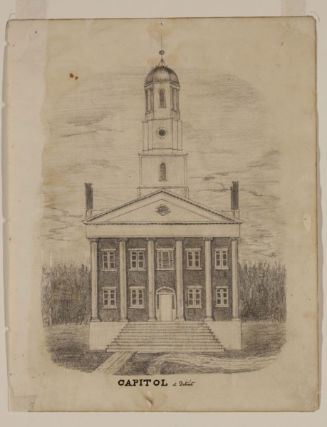 William Asa Raymond, American, 1819 - 1854, Capitol at Detroit, c. 1837, graphite pencil on cream